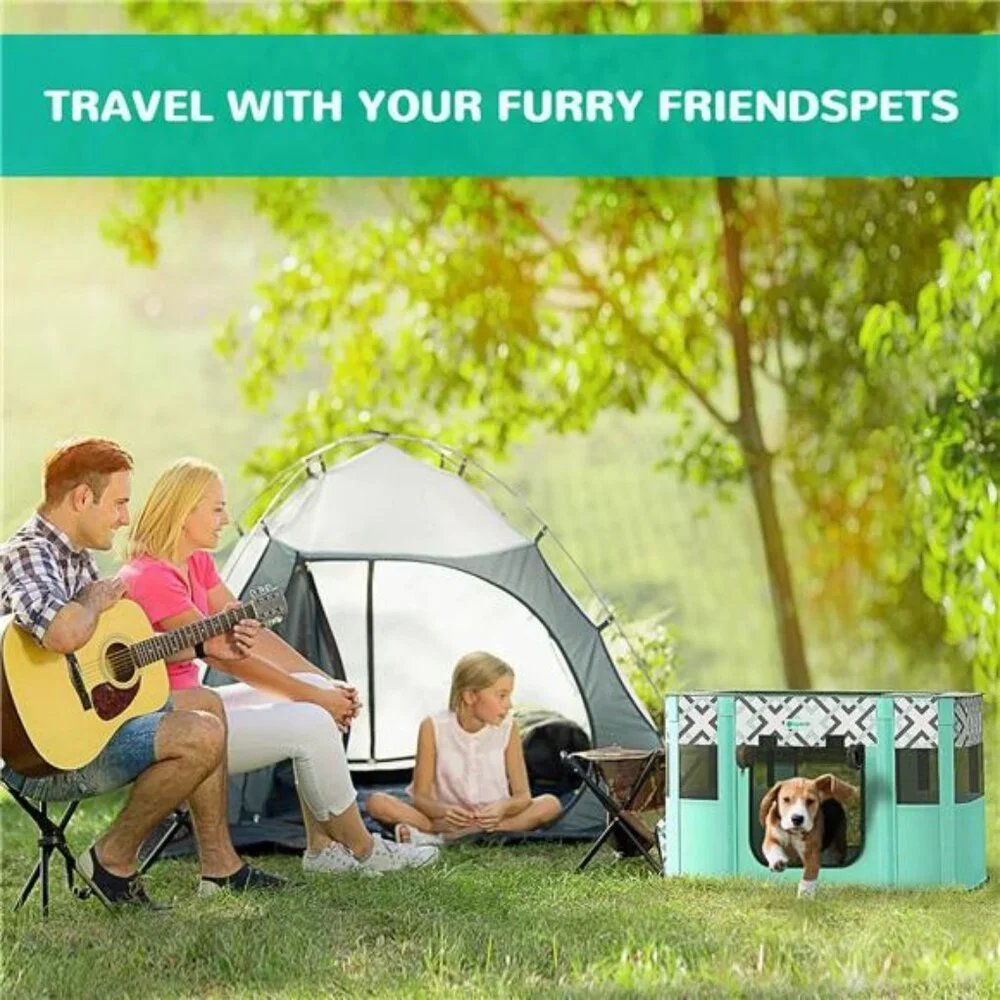 Portable Pet Playpen,Foldable Exercise PlayTent Kennel Crate for PuppyDog Yorkie